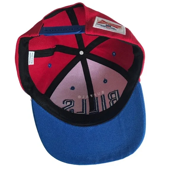 🌟SOLD🌟Buffalo Bills Mens Red And Blue NFL Budweiser Adjustable Baseball Hat - Picture 4 of 12